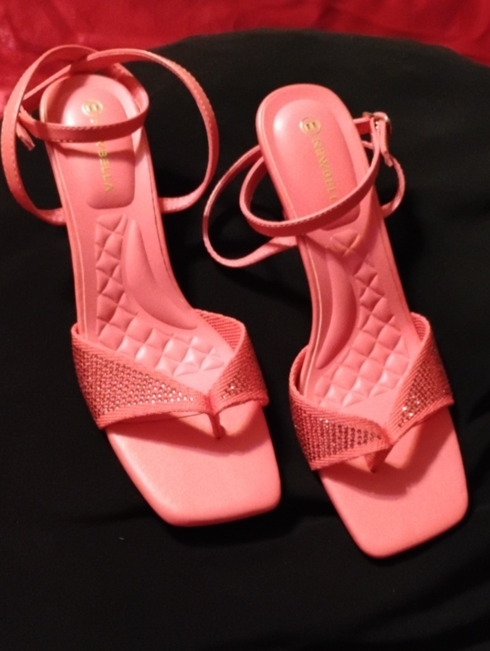 Glitzy Hot Pink Strappy Heels